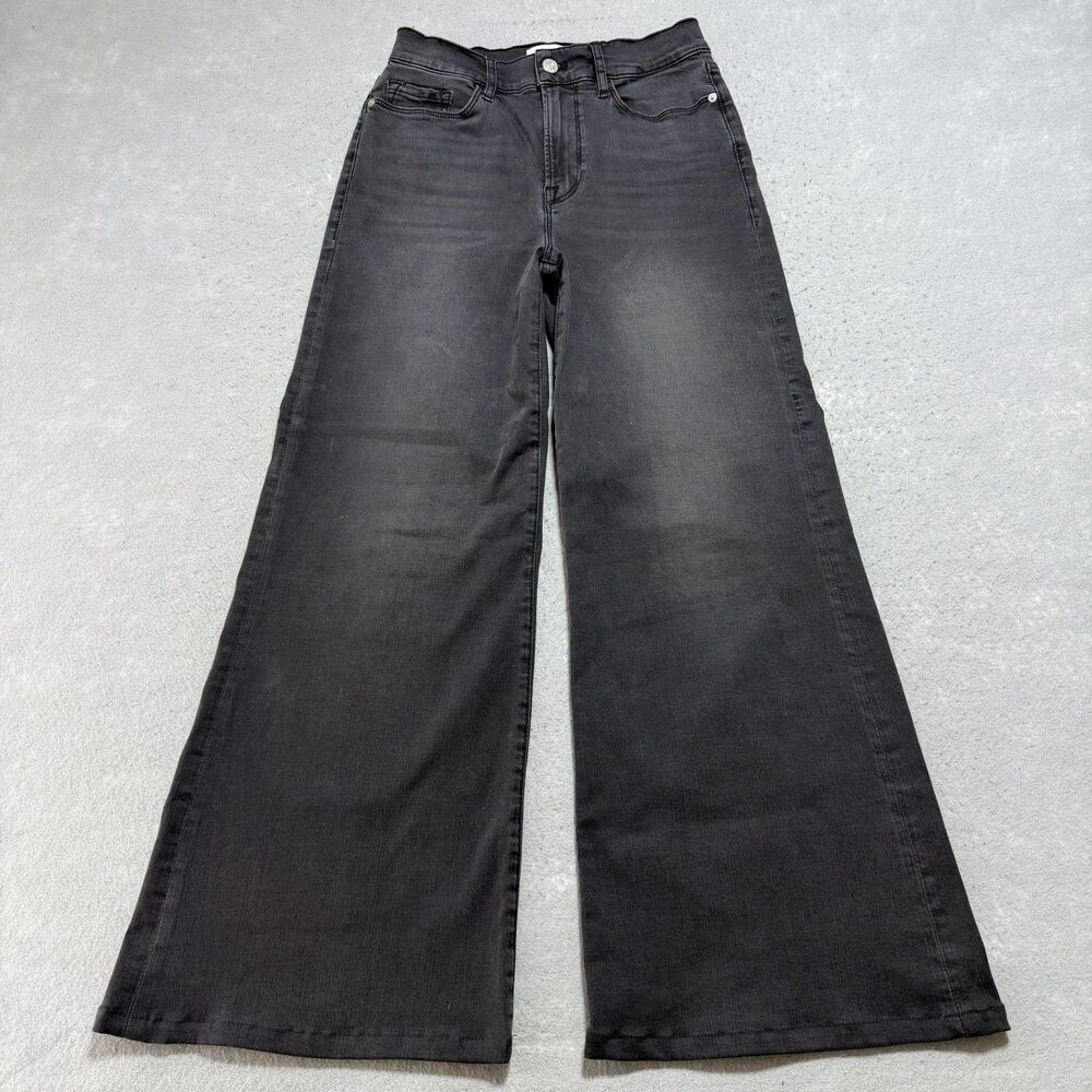 Frame Jeans Women’s Size 29 Black Le Palazzo High Rise Wide Leg Stretch Denim